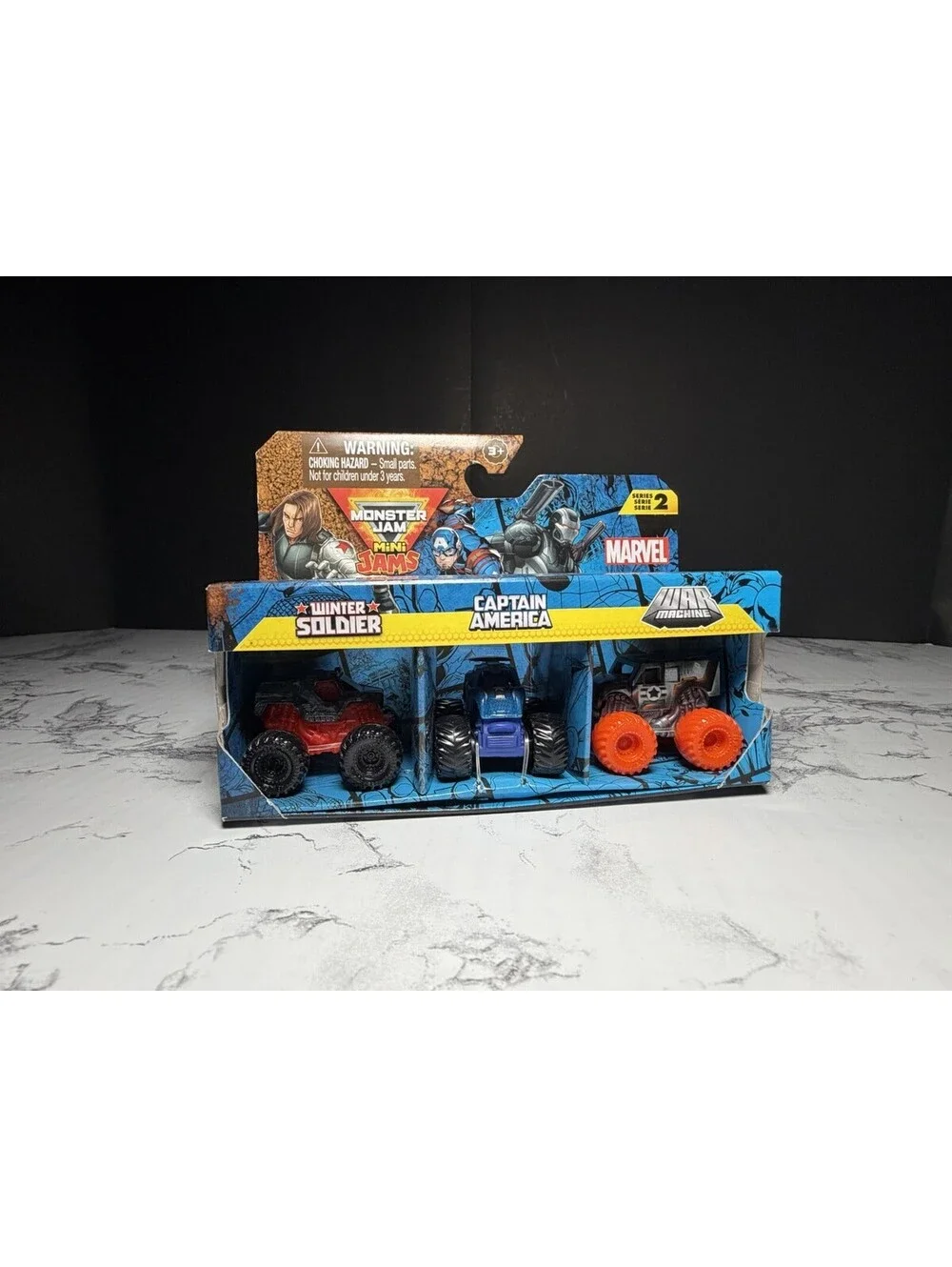 Monster Jam Marvel Mini Jams-  Winter Soldier ,Captain America,War Machine 1:87
